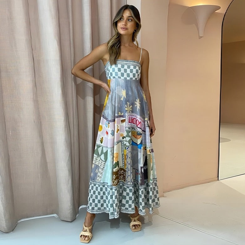 Selia Floral Print Spaghetti Strap Empire Maxi Dresses - 3 Colors