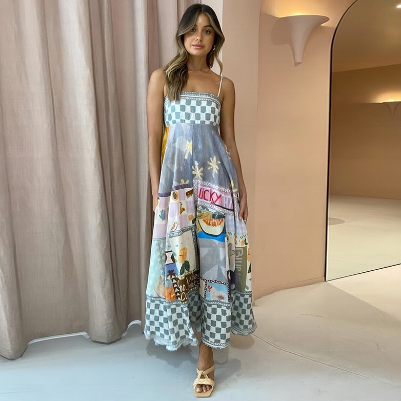 Selia Floral Print Spaghetti Strap Empire Maxi Dresses - 3 Colors