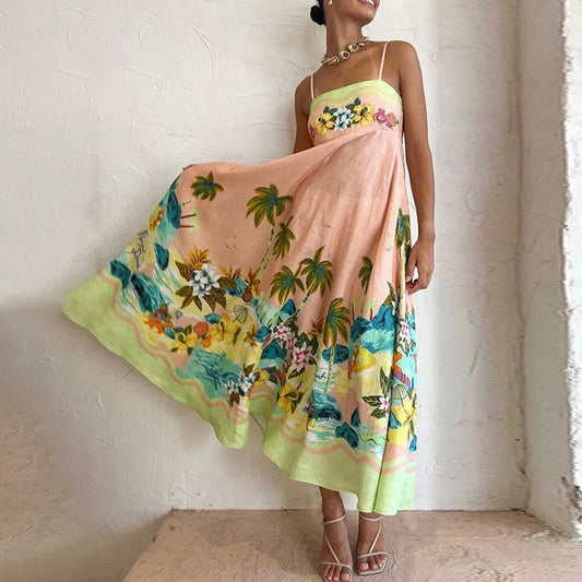 Selia Floral Print Spaghetti Strap Empire Maxi Dresses - 3 Colors