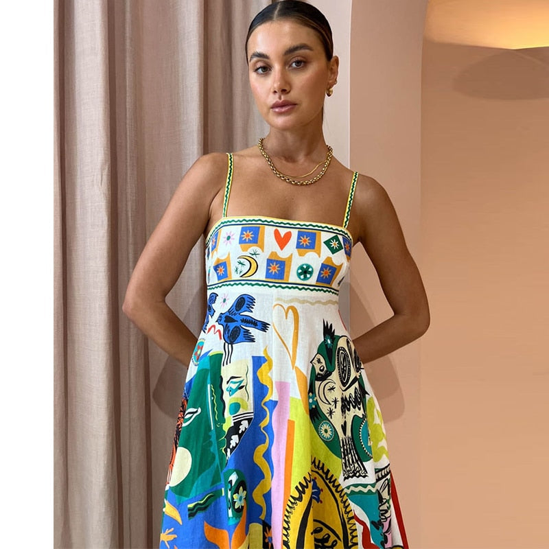 Selia Floral Print Spaghetti Strap Empire Maxi Dresses - 3 Colors