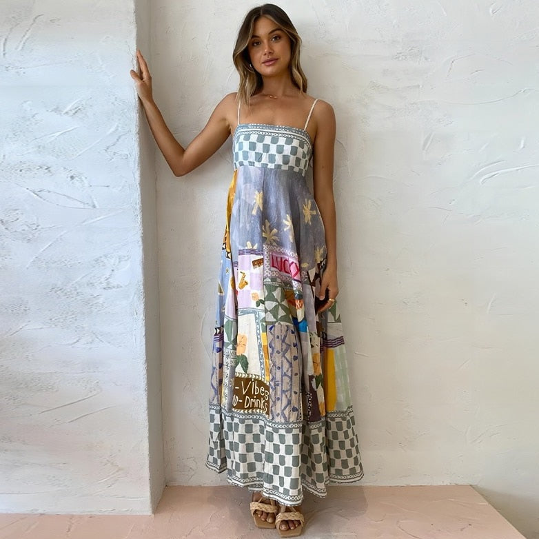 Selia Floral Print Spaghetti Strap Empire Maxi Dresses - 3 Colors