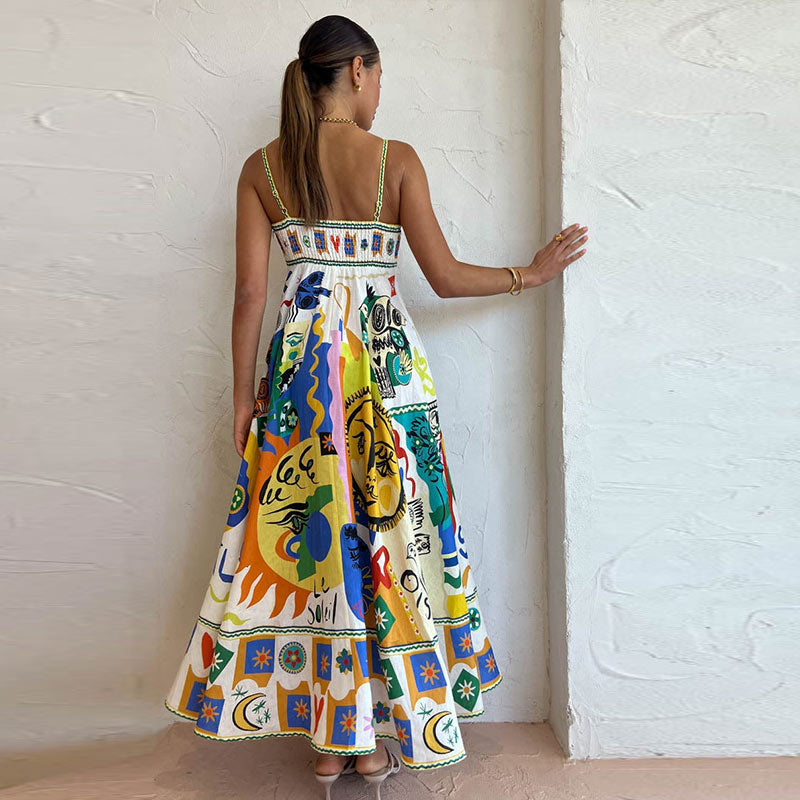 Selia Floral Print Spaghetti Strap Empire Maxi Dresses - 3 Colors