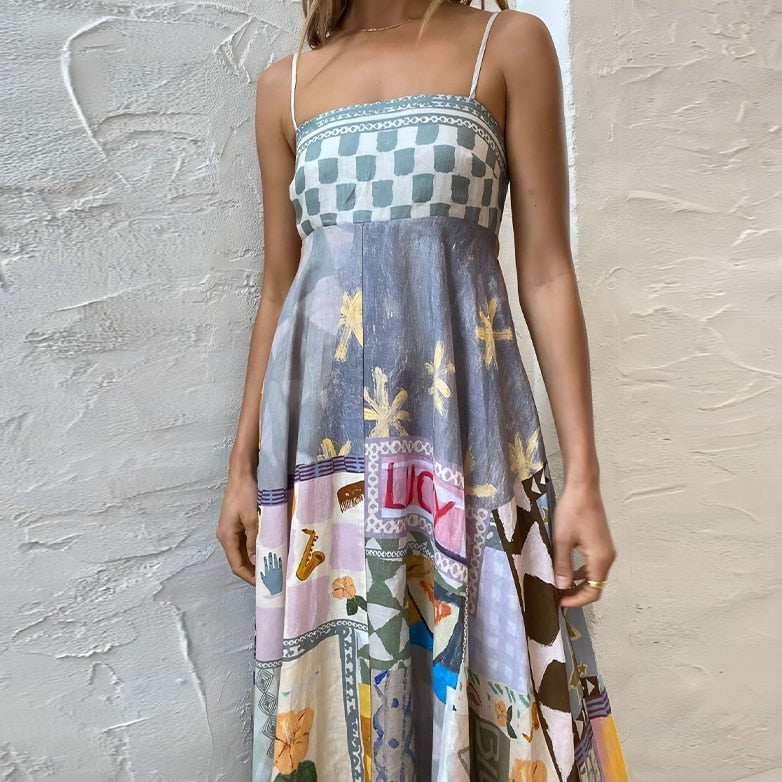 Selia Floral Print Spaghetti Strap Empire Maxi Dresses - 3 Colors