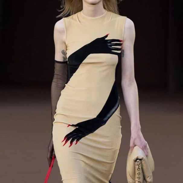 Selina Hands Print Tissue Maxi Dress