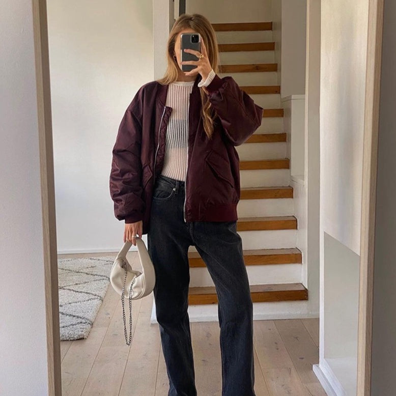 Selma Bomber Jacket with Ruched Sleeves - 7 Colors