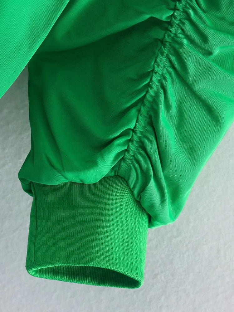 Selma Bomber Jacket with Ruched Sleeves - 7 Colors