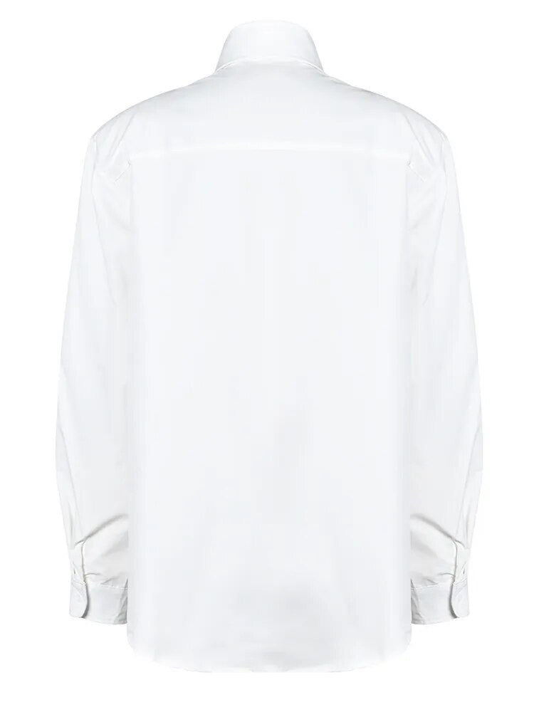 Sequin Bib Neck Tuxedo Shirt Blouse - Black or White