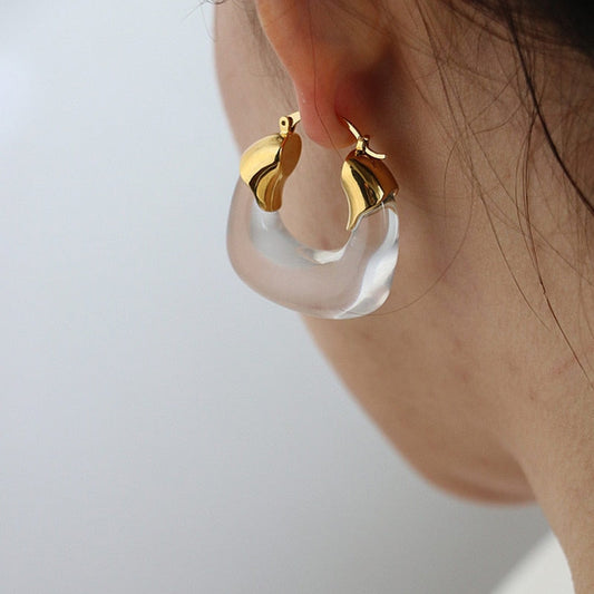 Sera Clear Resin Hoop Earrings