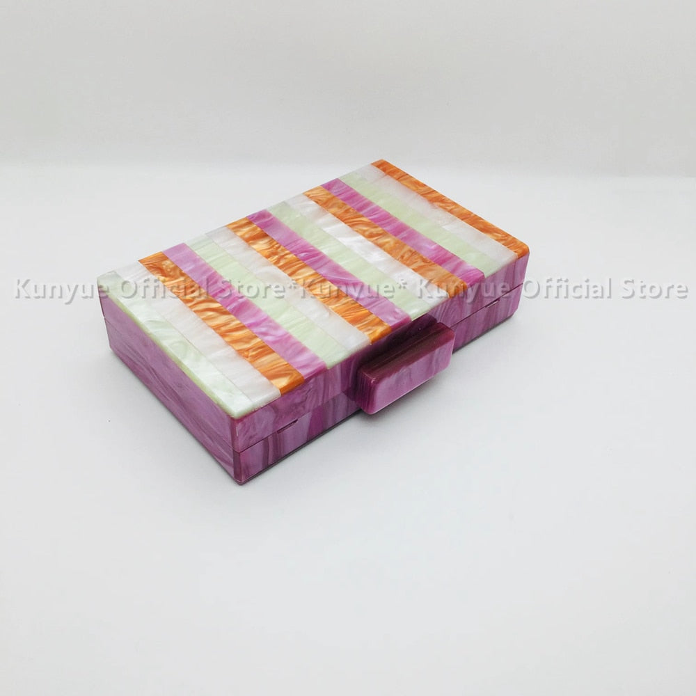 Seria Striped Marble Acrylic Evening Box Clutch