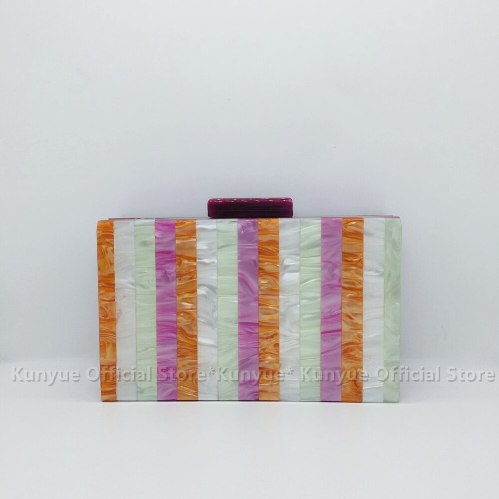 Seria Striped Marble Acrylic Evening Box Clutch