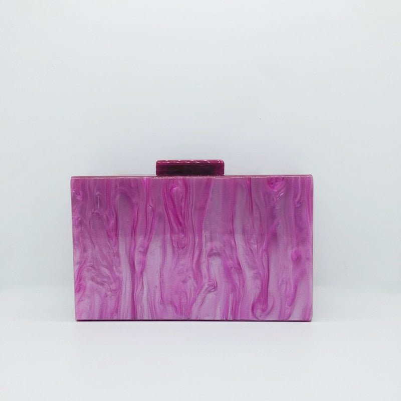 Seria Striped Marble Acrylic Evening Box Clutch