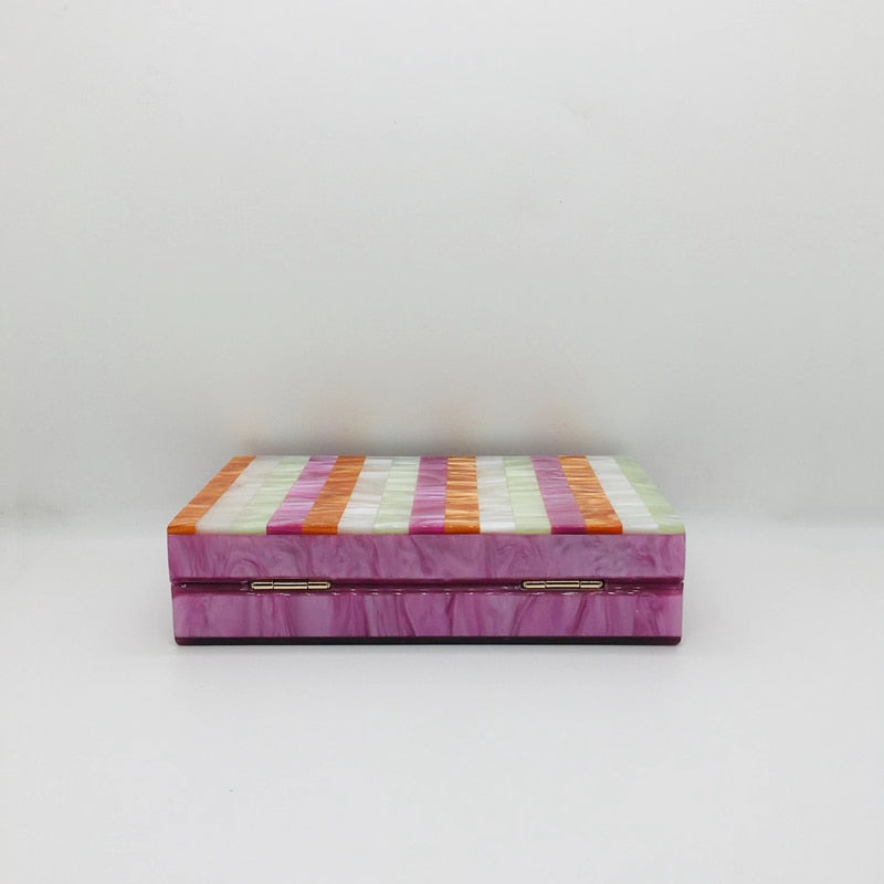 Seria Striped Marble Acrylic Evening Box Clutch