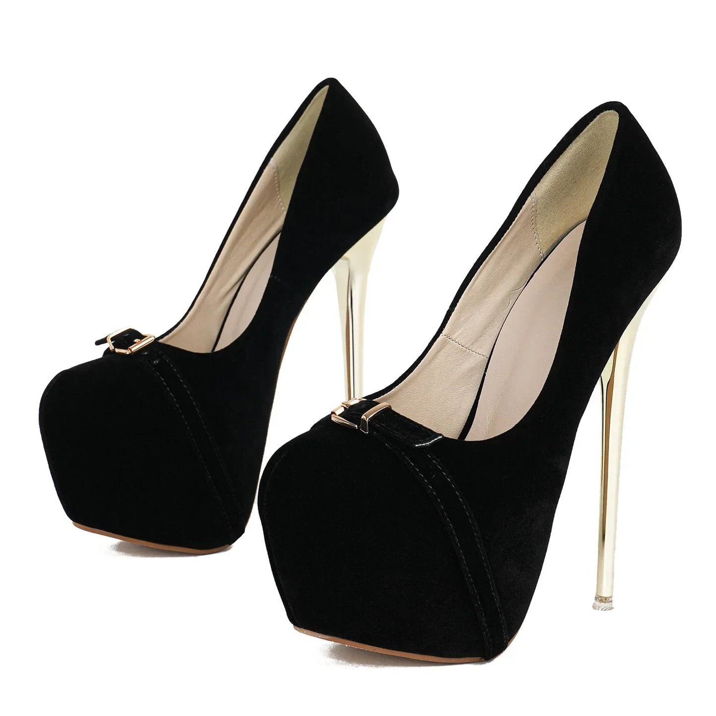 Elegant 16CM Thin High Heel Women's Pumps Suede Shallow High Heel High Heel