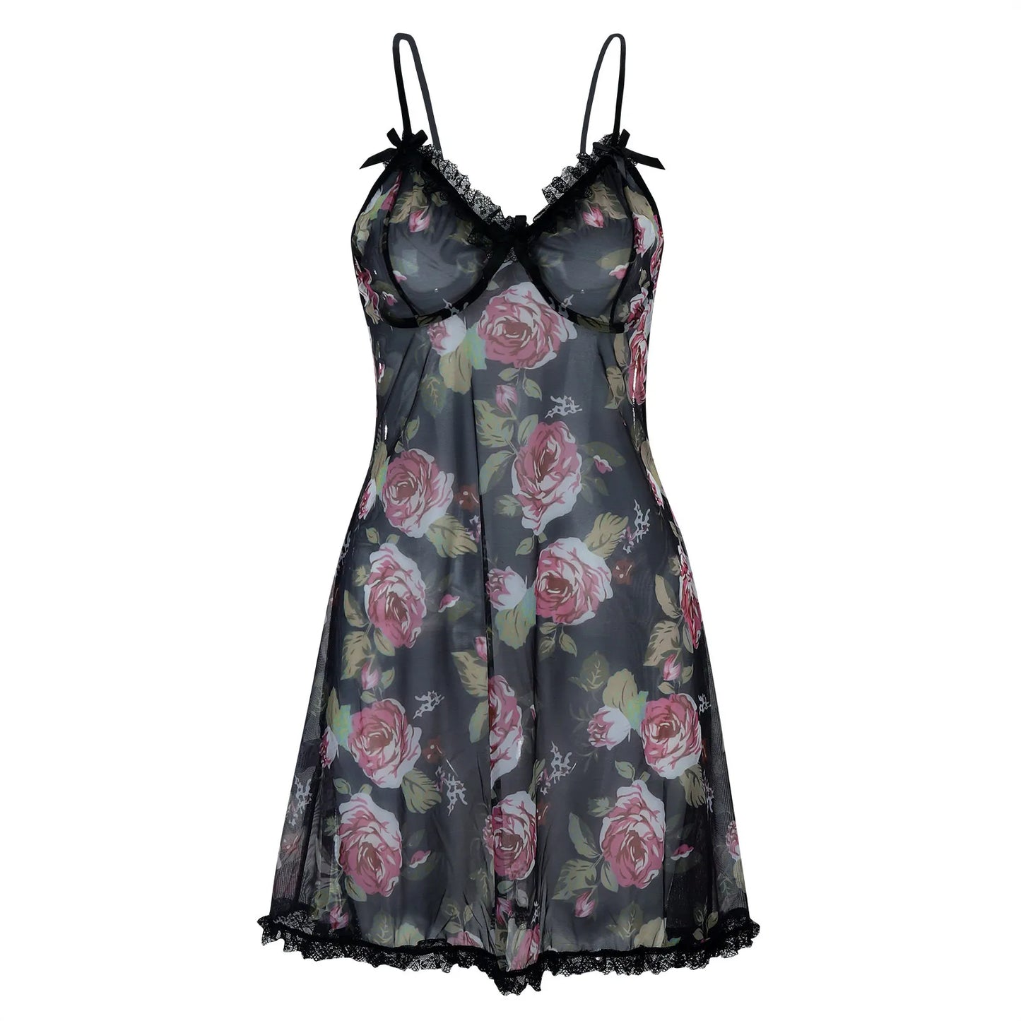 Halter Neck Metal Backless Sleeveless Mini Flowers Printed Party Short Vestidos Dress