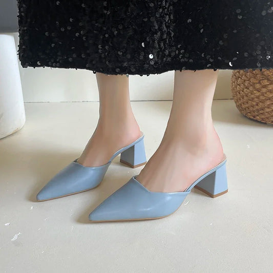 Pointed Toe Winter Plush Warm Closed Toe Comfortable Slippers Low Heel Pumps