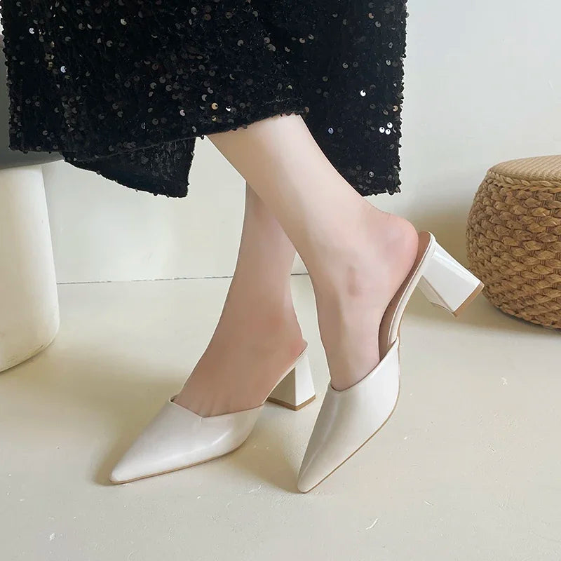 Pointed Toe Winter Plush Warm Closed Toe Comfortable Slippers Low Heel Pumps