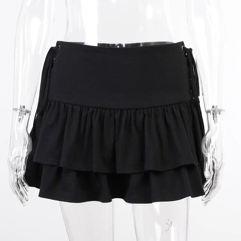 Japanese Harajuku Girls Sweet Lace Plaid High Waist Pleated Gothic Cute Skirt