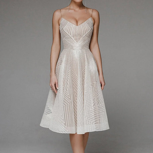 Luxurious Long Formal Party Elegant Evening Midi Dress