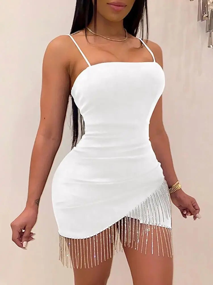 Tassels Elegant Club Autumn Halter Backless Mini Dresses