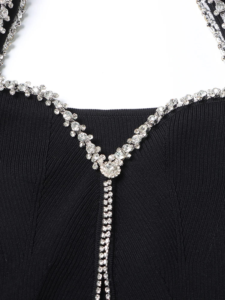 Suria Rhinestone Neckline Mini Dresses