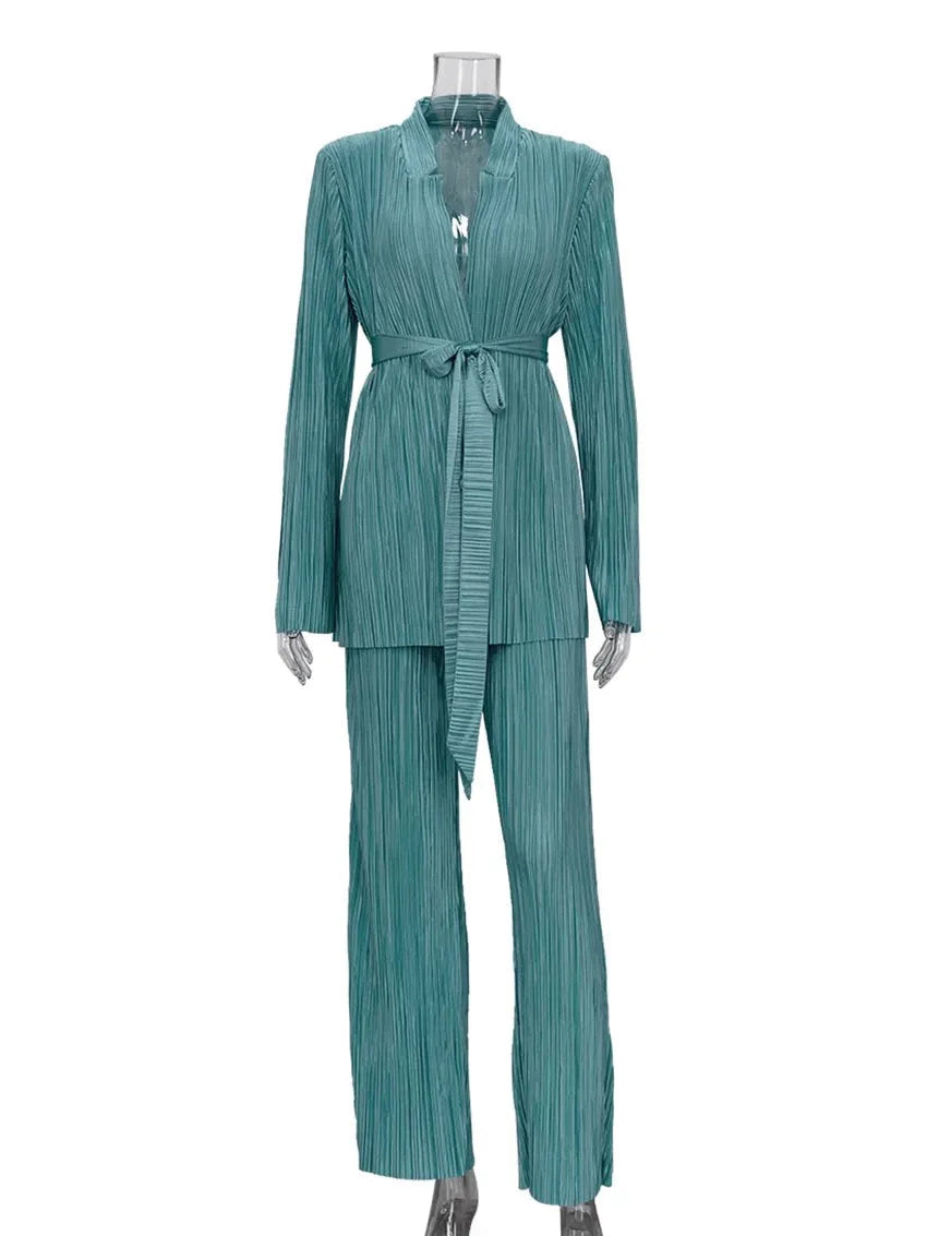 Clarie Pleated Flowy Suit