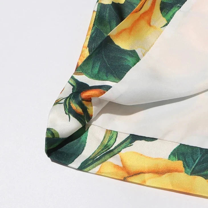 Simone Yellow Rose Floral Retro Dress