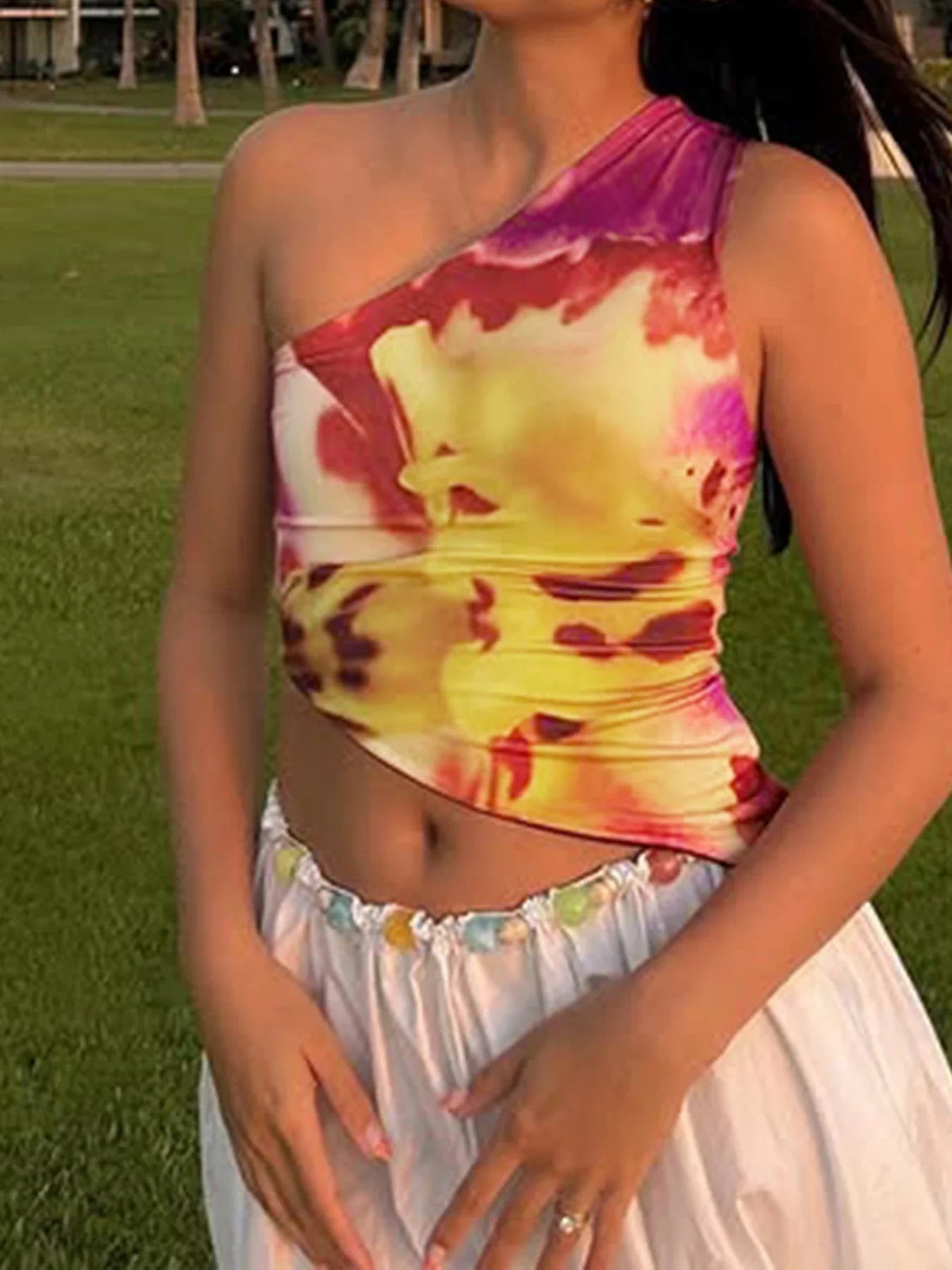 Floral Irregular Sleeveless Sheer Top