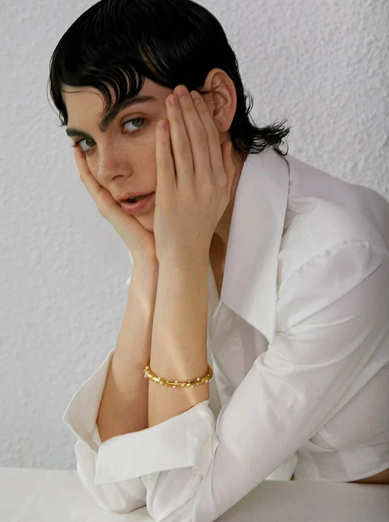 Elegant Sprinkled Pearls Cuff Bracelet