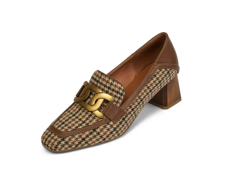 Juliana houndstooth Loafer Pumps