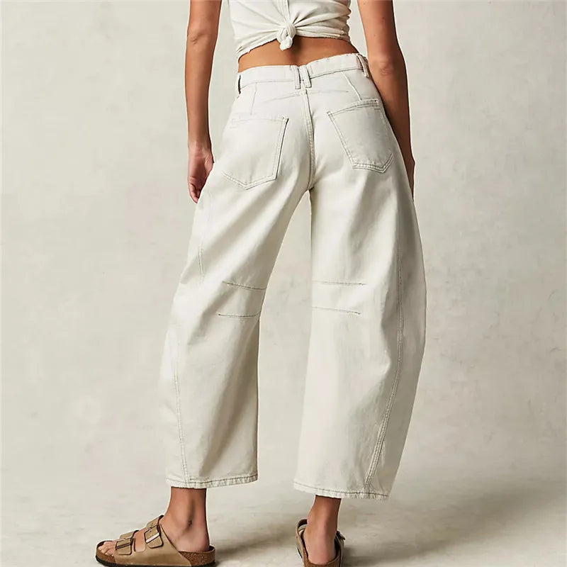 Killia Cropped Wide Leg Barrel Jeans