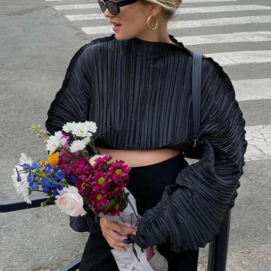 Tilda Shell Pleated Crop Tops