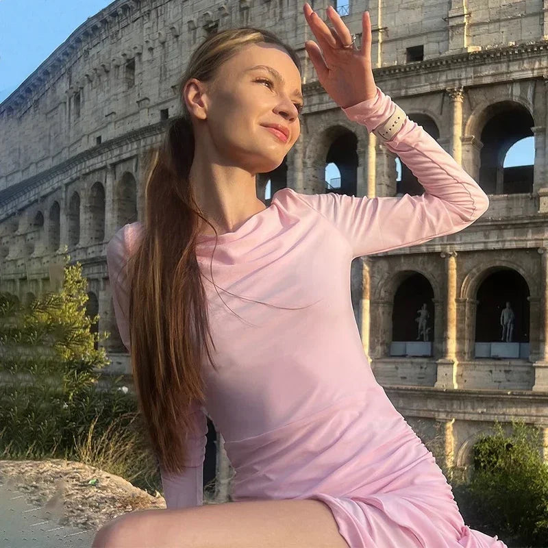 Floral Patchwork Long Sleeve Slim Mini Dress