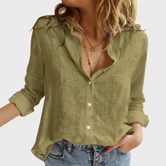 Dressy Casual Loose Button Lapel Blouse