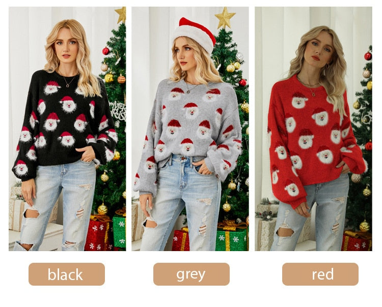 Christmas Knitted Santa Claus Cute Warm Furry Sweater