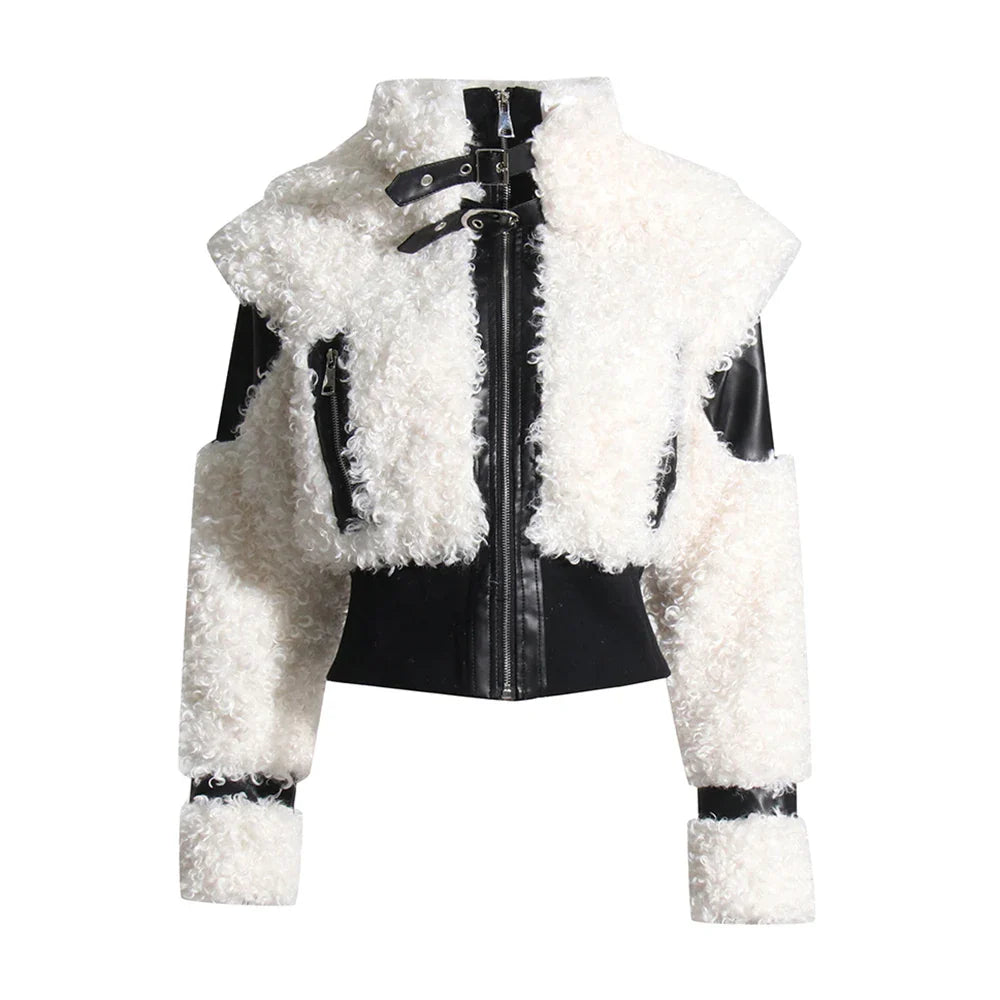 Estella Faux Fur Patchwork Bomber Jacket