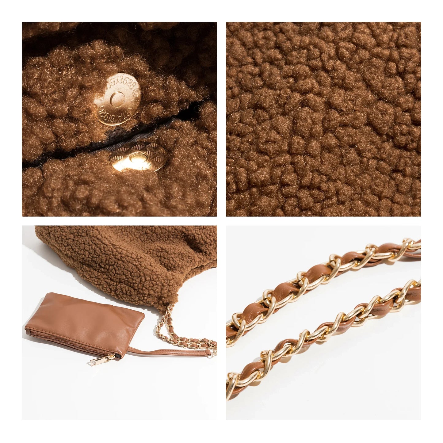 Mamonde Faux Lambs Fur Hobo Shoulder Bag