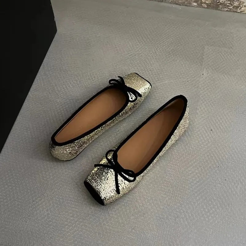 Rafaella Crinkle Metal Effect Ballet Flats