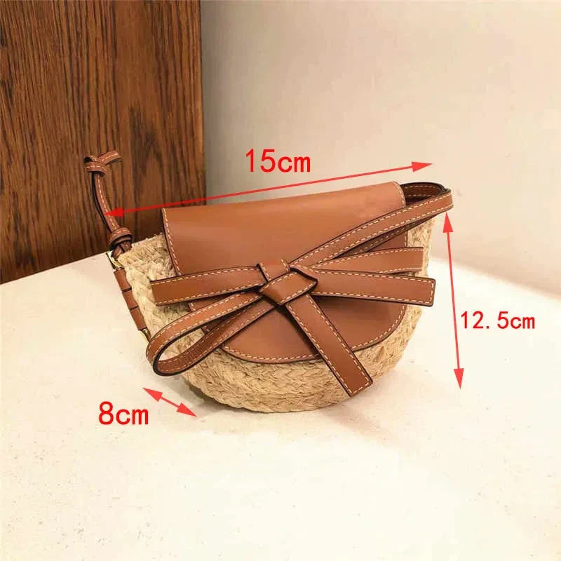 Fira half-moon Straw Saddle Bag