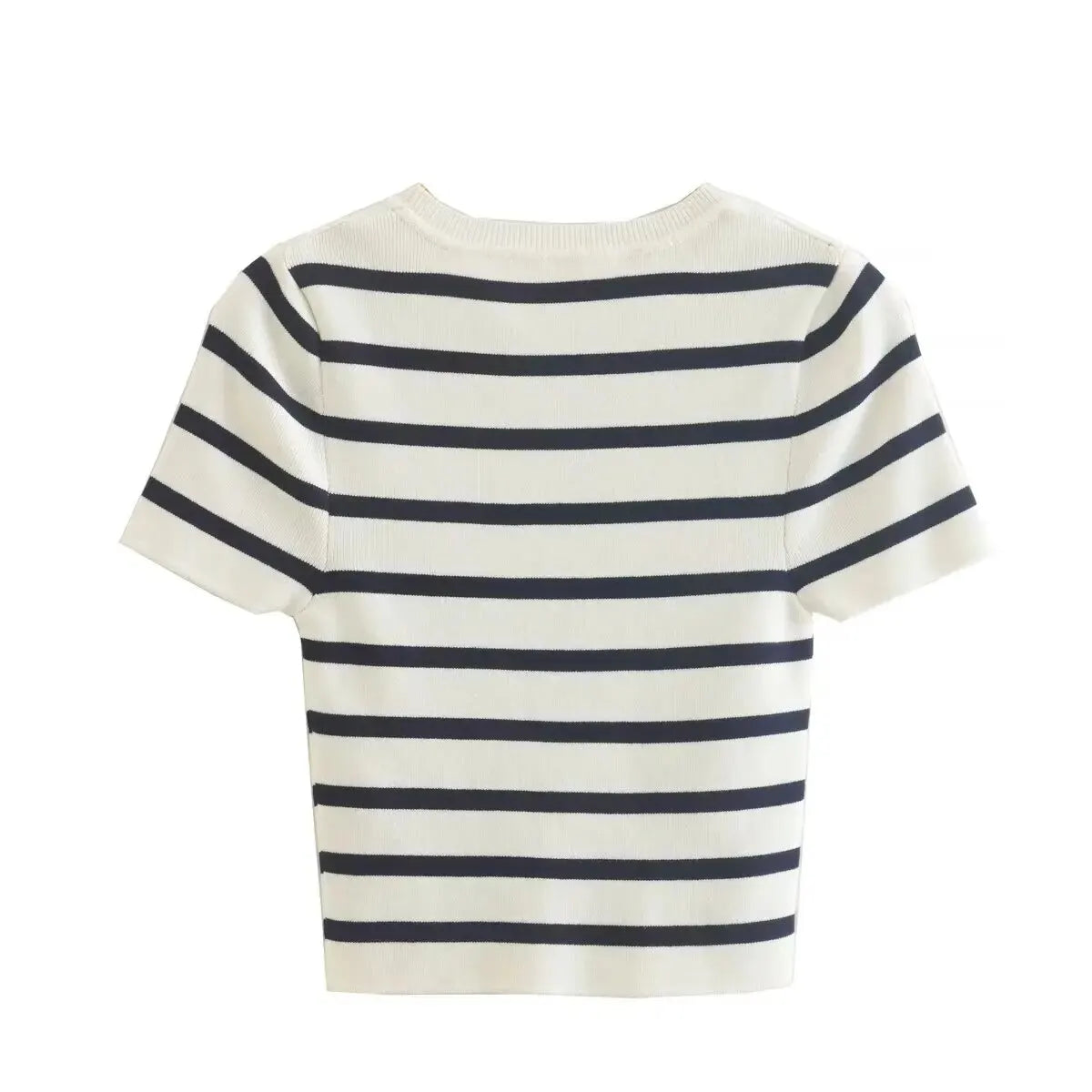 Manon Breton Stripe Cropped Knit Tops