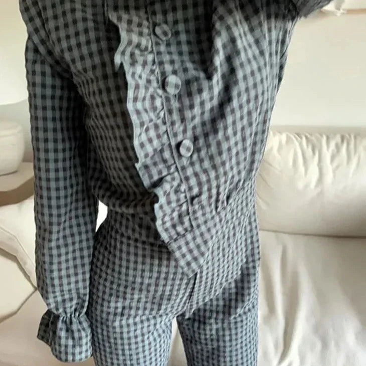 Tanya Gingham Plaid Ruffle Jumpsuit