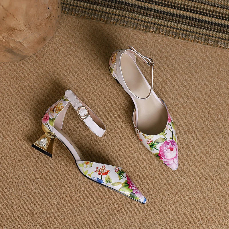Rosita Flower Ankle Strap Pumps