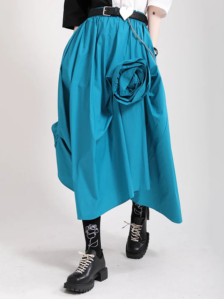 Katrina Rose Applique Blue Midi Skirts