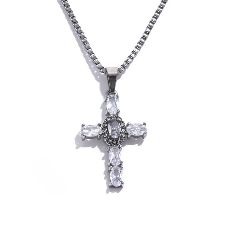 Luxe Cubic Zirconia Cross Pendant Necklace