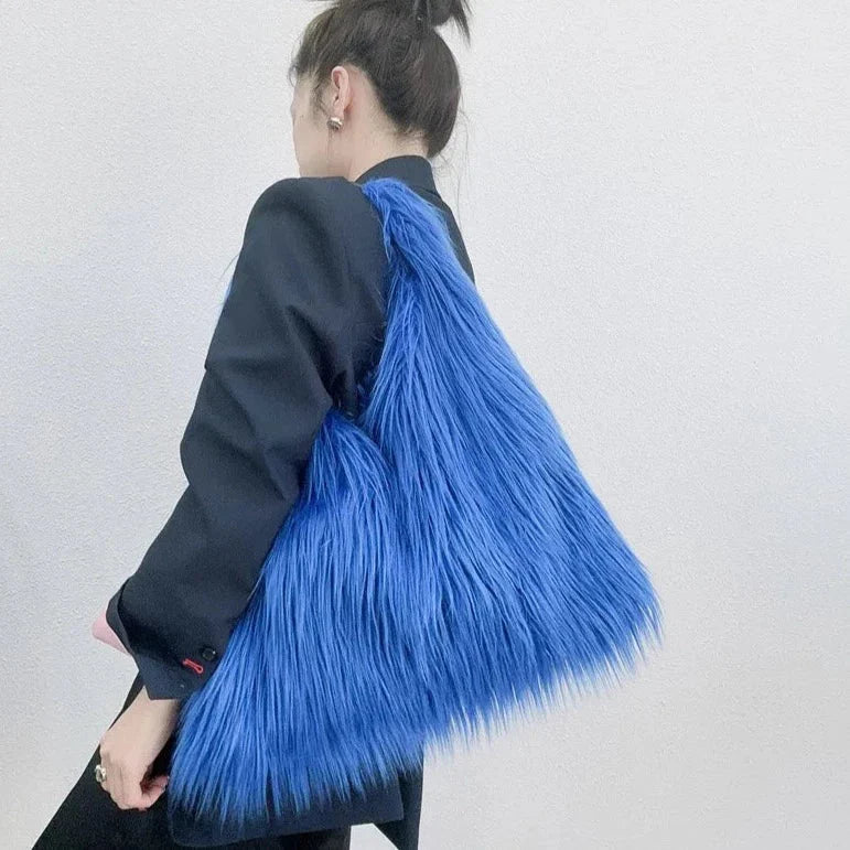 Shaggy Faux Fur Jumbo Hobo Bags