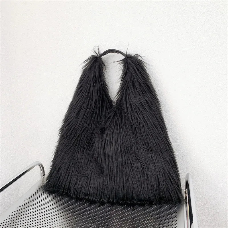 Shaggy Faux Fur Jumbo Hobo Bags