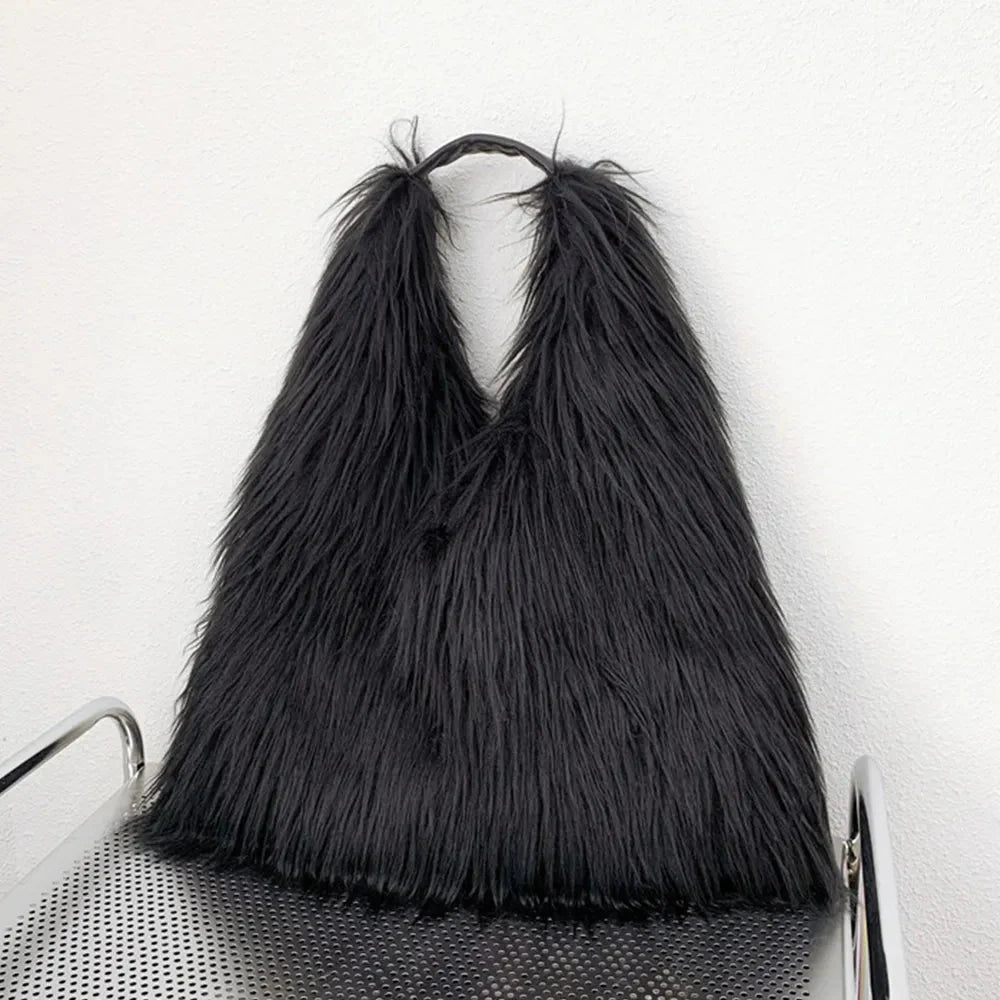 Shaggy Faux Fur Jumbo Hobo Bags