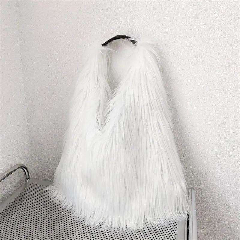 Shaggy Faux Fur Jumbo Hobo Bags