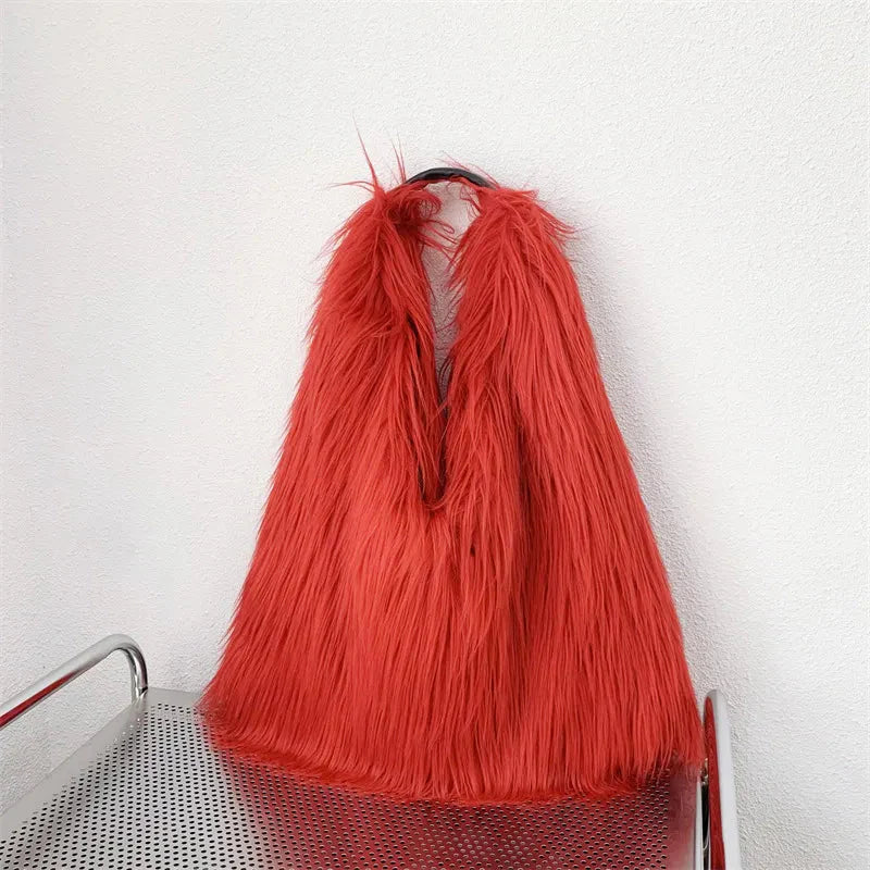 Shaggy Faux Fur Jumbo Hobo Bags