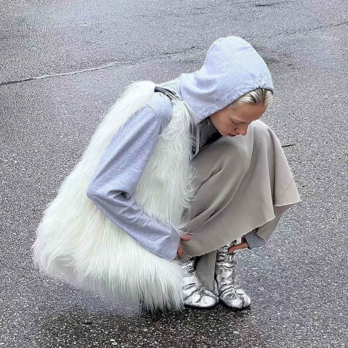 Shaggy Faux Fur Jumbo Hobo Bags