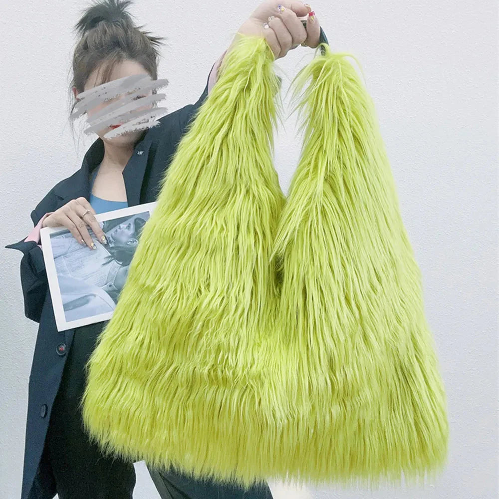 Shaggy Faux Fur Jumbo Hobo Bags